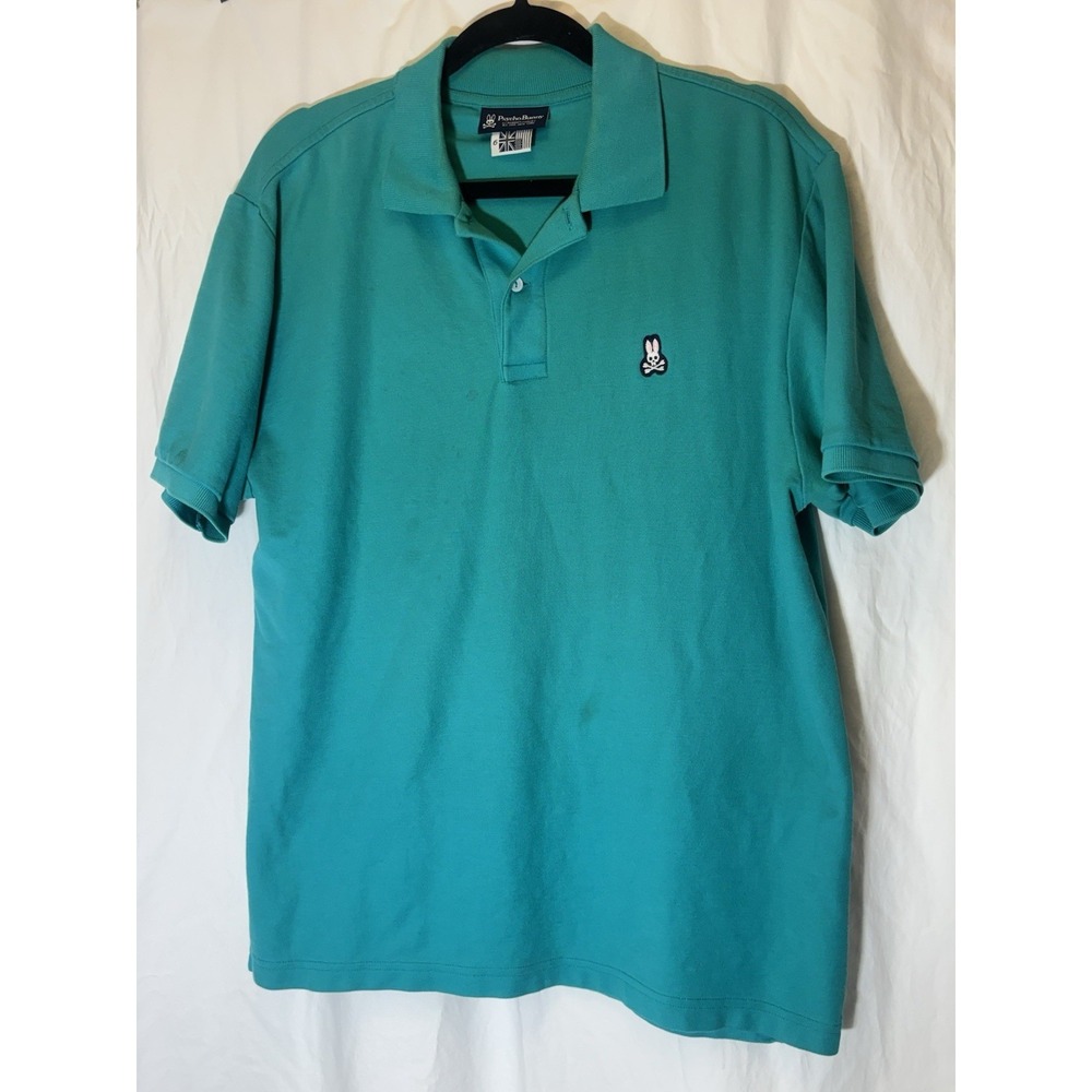 Psycho Bunny Shirt Mens Sz 6 XL Teal Short Sleeve Polo Pima Cotton Golf‎ GUC JJ1